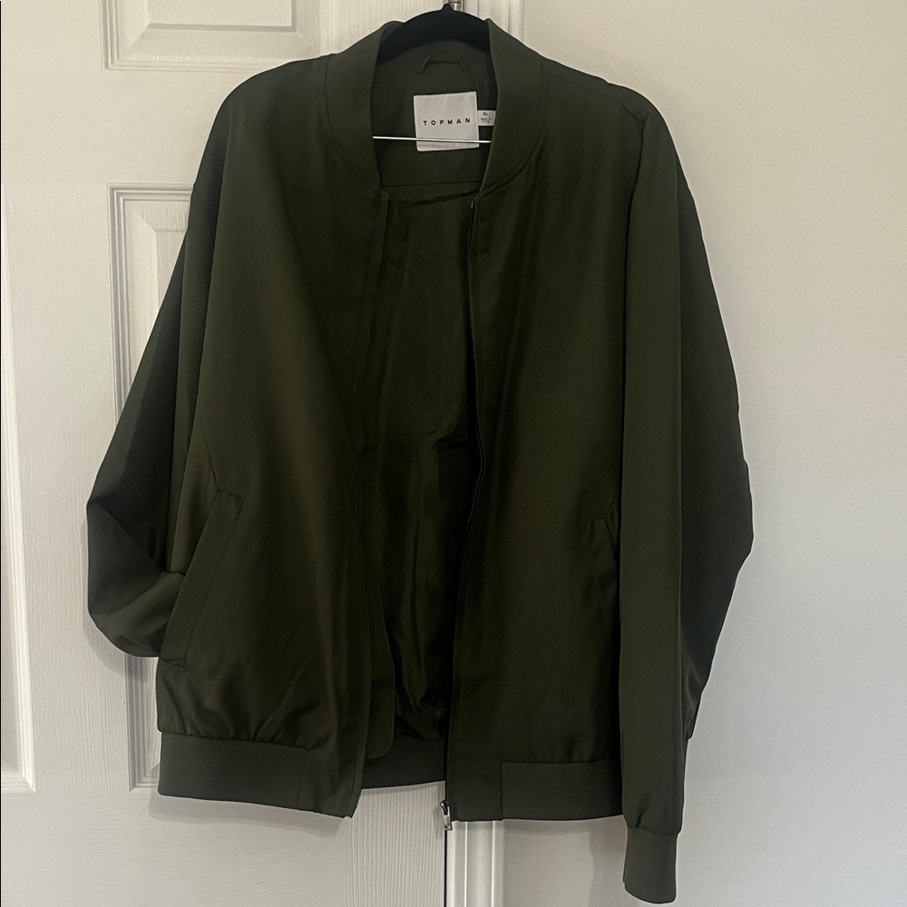 Topshop Menswear Dark Green Bomber Jacket